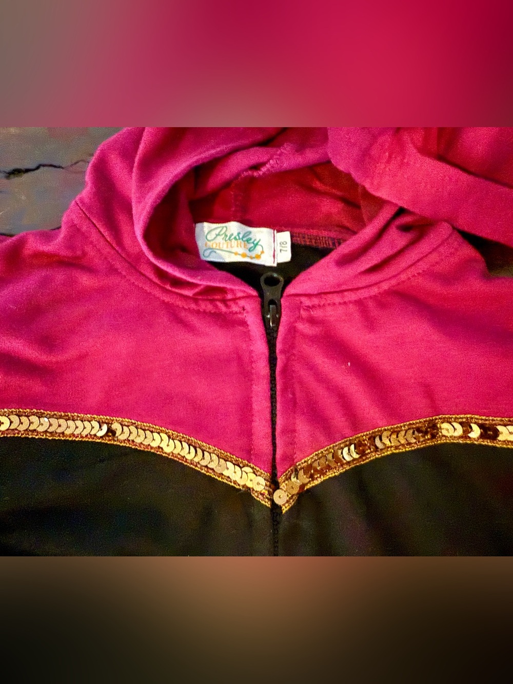 Disney, Elsa and Anna Black Hooded Jacket with Gold Trim - Picture 2 of 4